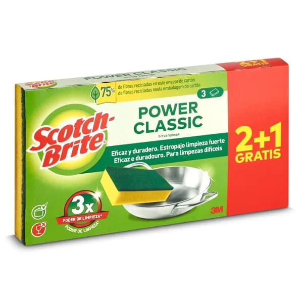 Estropajo classic verde Scotch brite bolsa 3 unidades - 3.01 ud - Imagen del producto en Findit