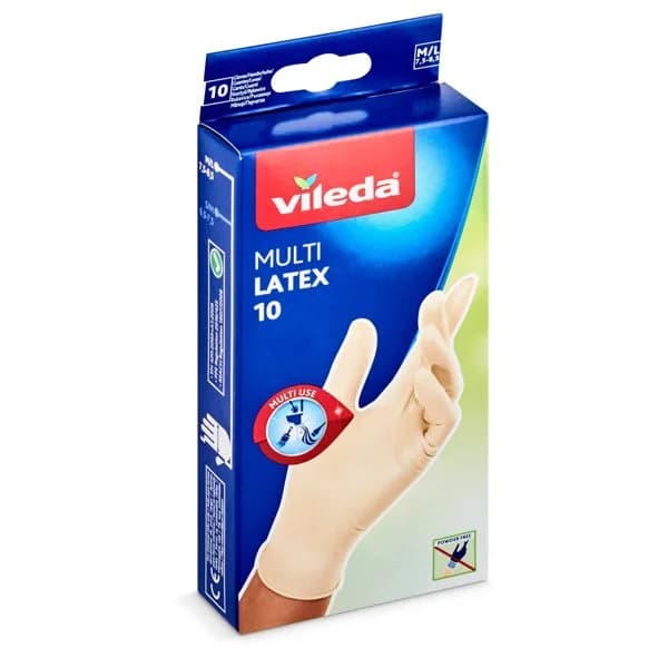 Guantes desechables de látex multiusos talla M/L Vileda caja 10 unidades - 1 ud - Imagen del producto en Findit