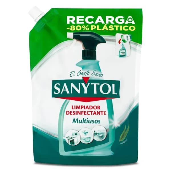 Recarga limpiador desinfectante multiusos eucaliptus Sanytol bolsa 750 ml - 1 ud - Imagen del producto en Findit