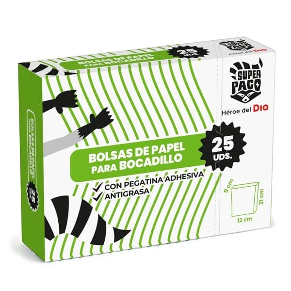 Bolsas de papel para bocadillo Super Paco de Dia caja 25 unidades - 24.88 ud - Imagen del producto en Findit