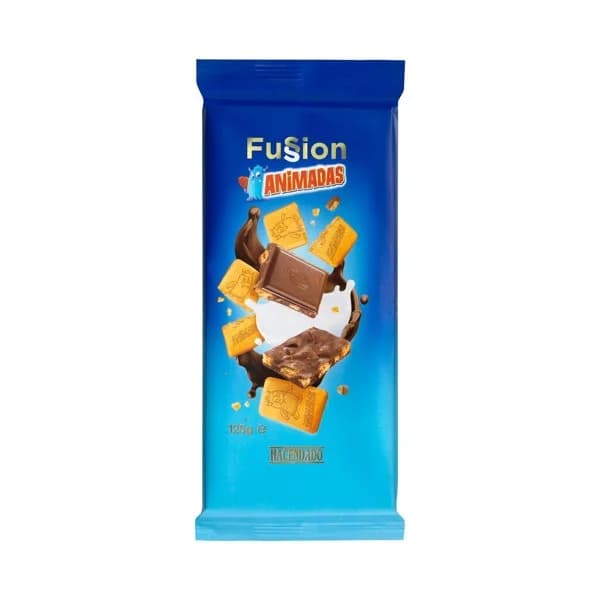 Chocolate extrafino con leche Fussion Hacendado con galletas animadas - 1 ud - Imagen del producto en Findit