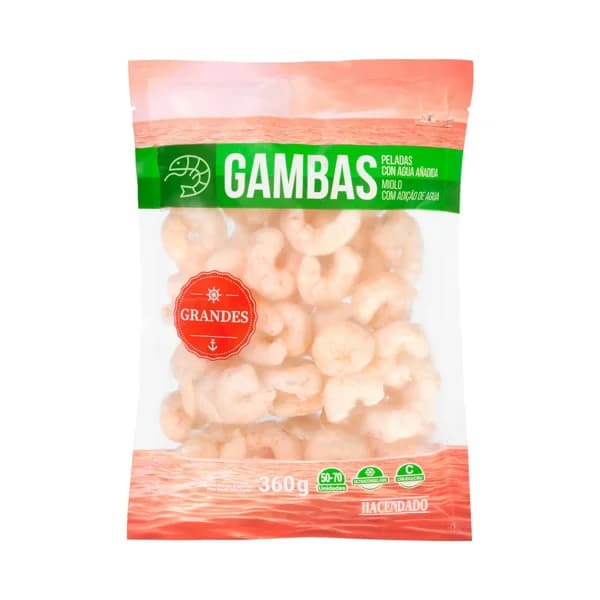 Gamba pelada cruda tamaño grande Hacendado ultracongelada - 0.36 kg - Imagen del producto en Findit