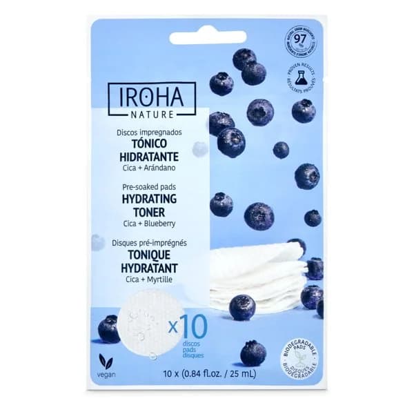 Discos tonificantes e hidratantes con cica y arándanos Iroha sobre 10 unidades - 1 ud - Imagen del producto en Findit