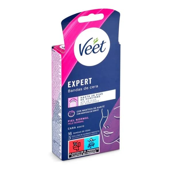 Banda cera fría facial piel normal Veet caja 16 unidades - 16.1 ud - Imagen del producto en Findit