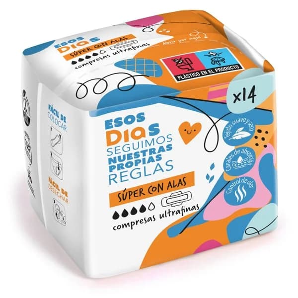 Compresas ultrafinas super con alas Esos Dias bolsa 14 unidades - 13.55 ud - Imagen del producto en Findit