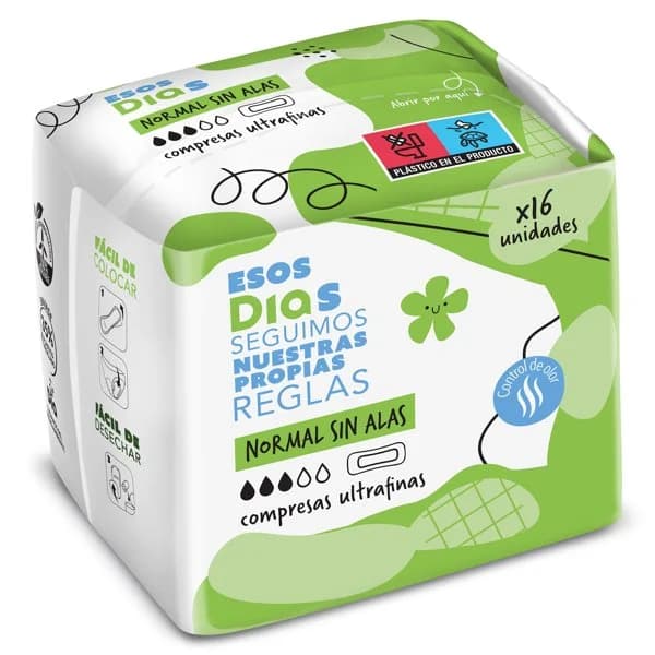 Compresas ultrafina normal sin alas Esos Dias bolsa 16 unidades - 16.56 ud - Imagen del producto en Findit