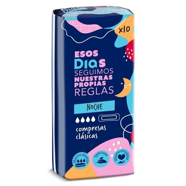 Compresas clásicas noche sin alas Esos Dias bolsa 10 unidades - 9.93 ud - Imagen del producto en Findit
