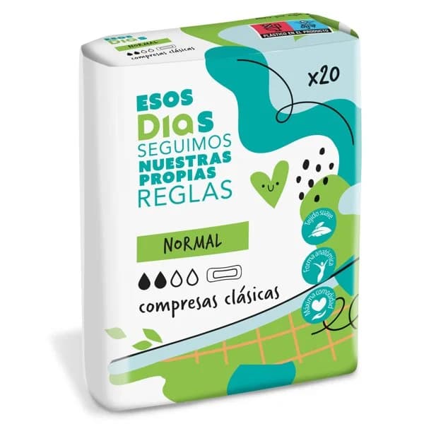 Compresas clásicas normal sin alas Esos Dias bolsa 20 unidades - 21 ud - Imagen del producto en Findit