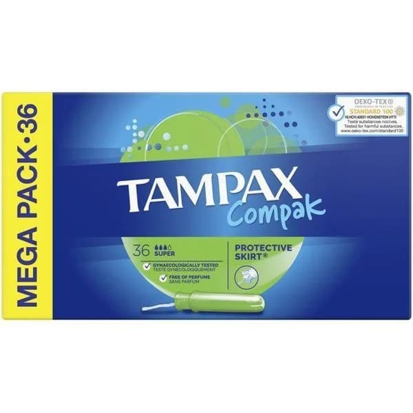 Tampón super TAMPAX Compak , caja 36 uds - 36 ud - Imagen del producto en Findit