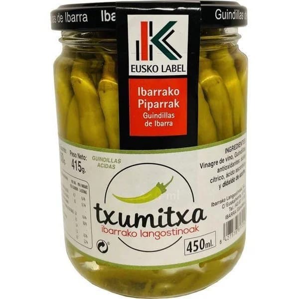 Guindillas de Ibarra EUSKO LABEL TXUMITXA, frasco 150 g - 1 ud - Imagen del producto en Findit
