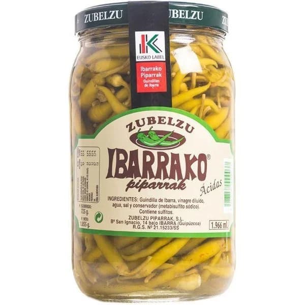 Guindillas de Ibarra selecta EUSKO LABEL ZUBELZU, frasco 725 g - 1 ud - Imagen del producto en Findit