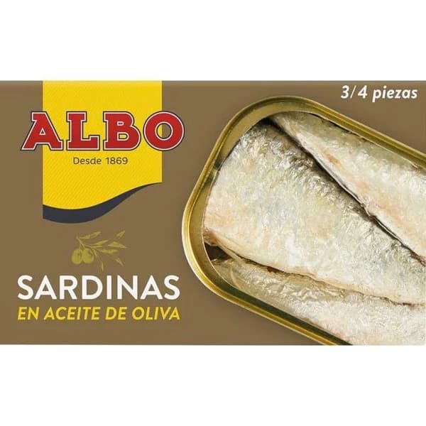 Sardina en aceite de oliva ALBO, lata 120 g - 1 ud - Imagen del producto en Findit
