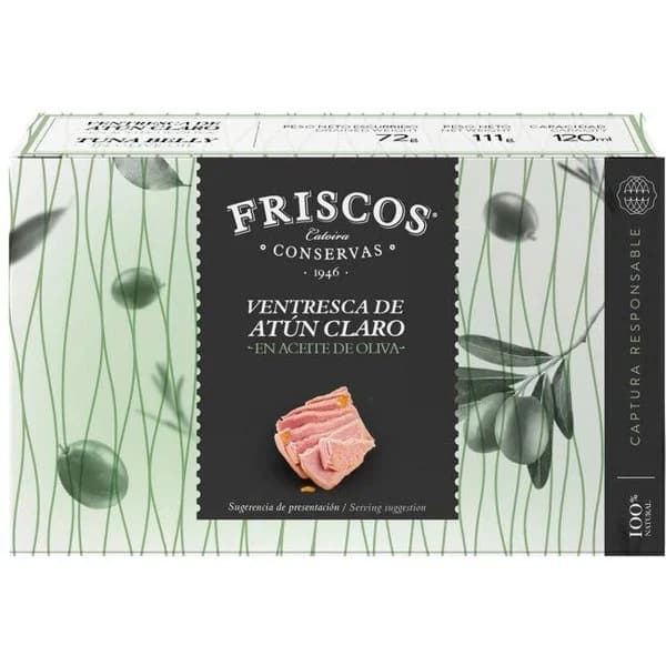 Ventresca de atún claro en aceite de oliva FRISCOS, lata 111 g - 1 ud - Imagen del producto en Findit
