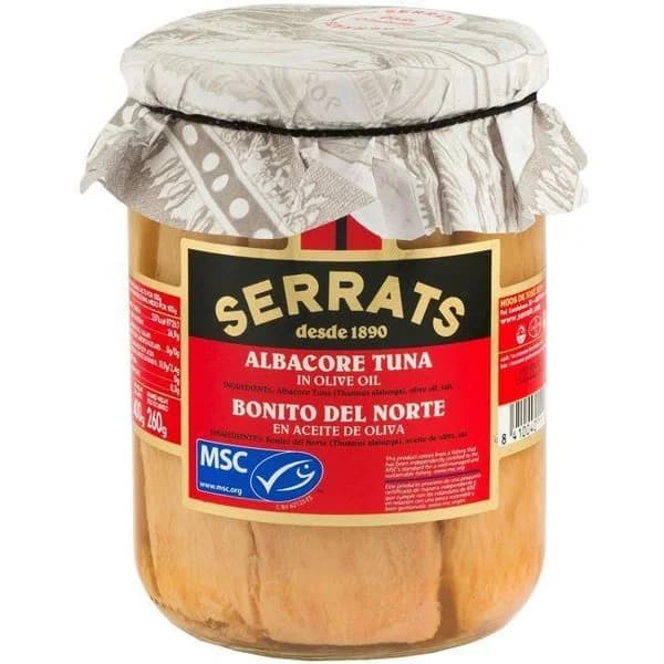 Bonito en aceite de oliva MSC SERRATS, frasco 400 g - 1 ud - Imagen del producto en Findit