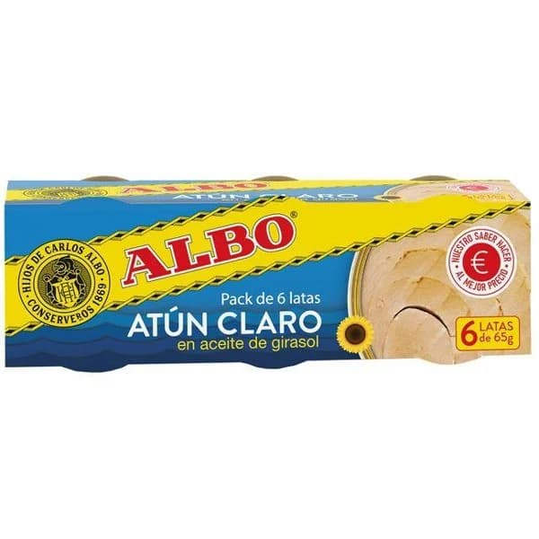 Atún claro en aceite de girasol ALBO, pack 6x65 g - 1 ud - Imagen del producto en Findit