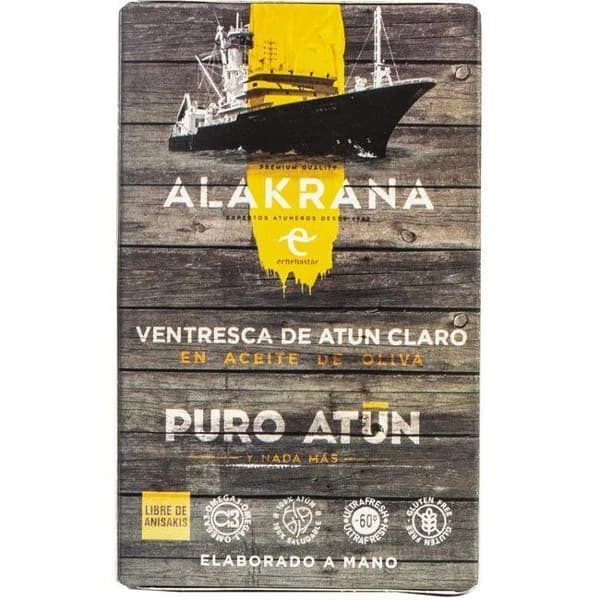 Ventresca de atún claro en aceite oliva ALAKRANA, lata 115 g - 1 ud - Imagen del producto en Findit