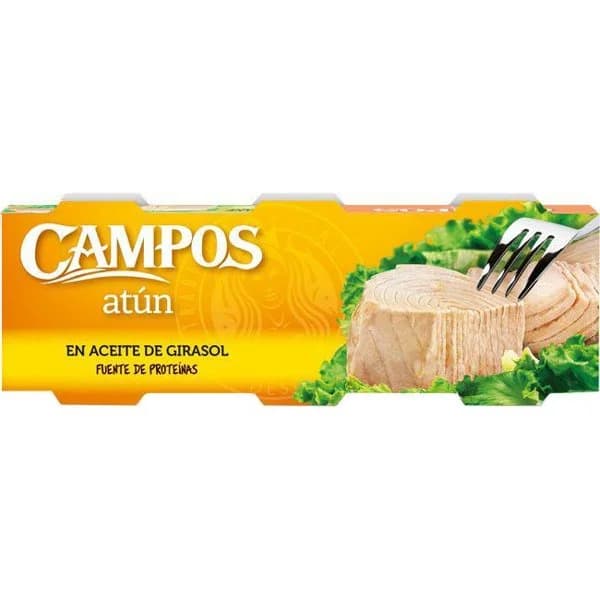 Atún en aceite de girasol CAMPOS, pack 3x70 g - 1 ud - Imagen del producto en Findit