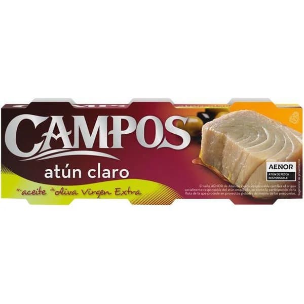 Atún claro en aceite de oliva virgen extra CAMPOS, pack 3x70 g - 1 ud - Imagen del producto en Findit