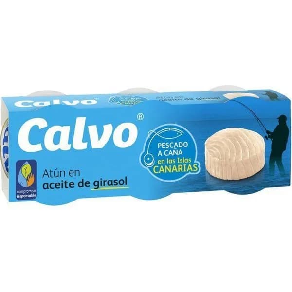 Atún en aceite de girasol pescado a caña CALVO, pack 3x80 g - 1 ud - Imagen del producto en Findit