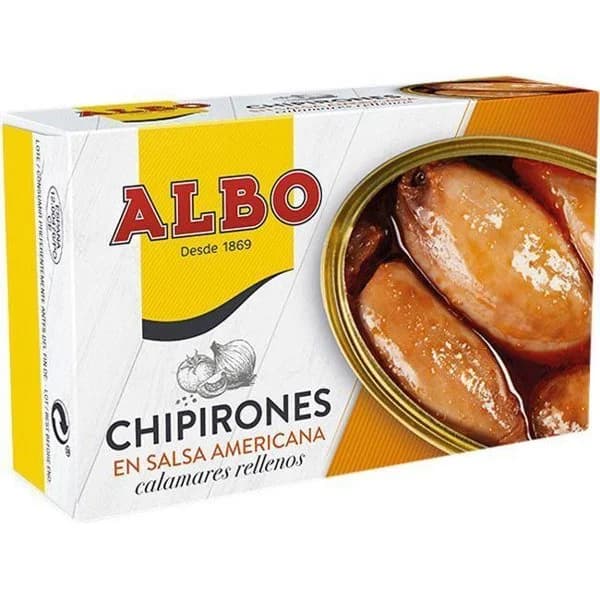 Chipirón relleno en salsa americana ALBO, lata 115 g - 1 ud - Imagen del producto en Findit