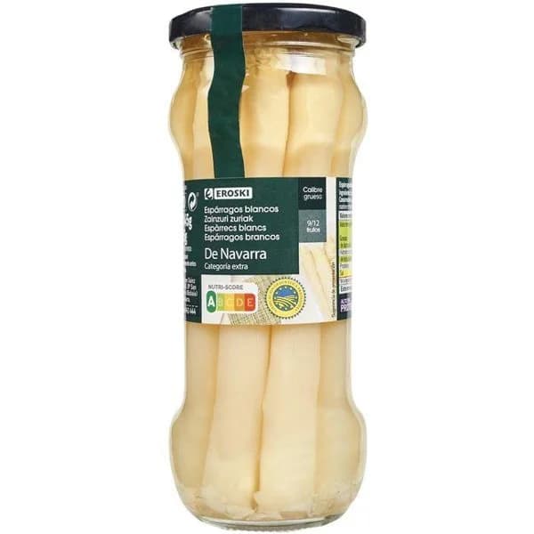 Espárrago grueso IGP Navarra 9/12 piezas EROSKI, frasco 205 g - 0.21 kg - Imagen del producto en Findit