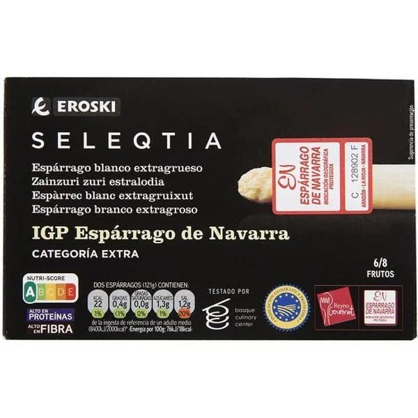 Espárragos  I.G.P. 6/8 piezas Eroski SELEQTIA, lata 425 g - 0.43 kg - Imagen del producto en Findit