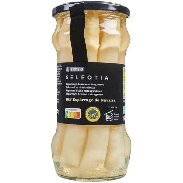 Espárrago IGP 6/8 piezas EROSKI SELEQTIA, frasco 325 g - 1 ud - Imagen del producto en Findit