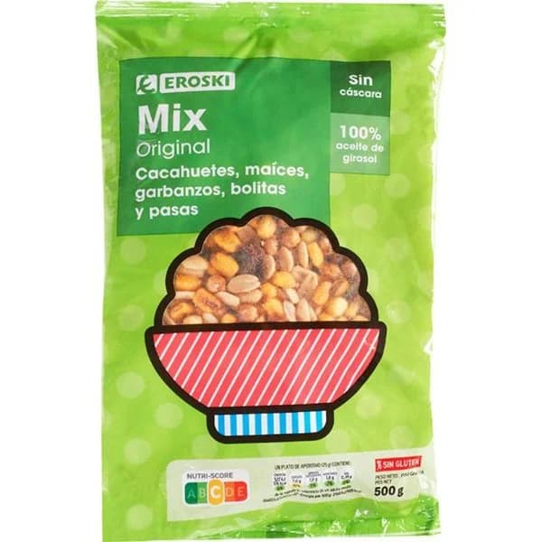 Mix de frutos secos original EROSKI, bolsa 500 g - 1 ud - Imagen del producto en Findit