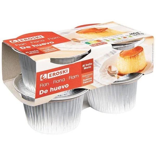 Flan de huevo EROSKI, pack 4x100 g - 1 ud - Imagen del producto en Findit