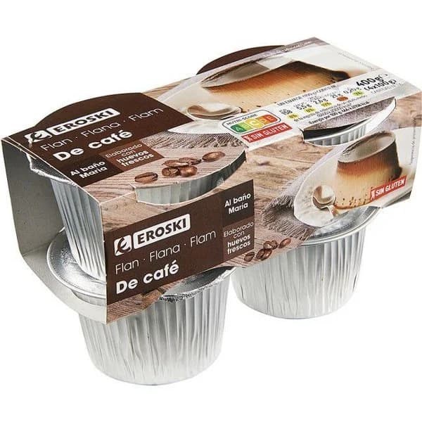 Flan de café EROSKI, pack 4x100 g - 1 ud - Imagen del producto en Findit