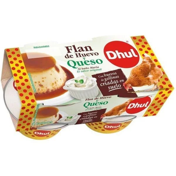 Flan de huevo y queso DHUL, pack 4x110 g - 1 ud - Imagen del producto en Findit