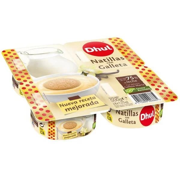 Natillas con galleta DHUL, pack 4x125 g - 1 ud - Imagen del producto en Findit