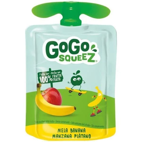 Fruta triturada manzana-plátano 100% GOGO SQUEEZ, doypack 90 g - 1 ud - Imagen del producto en Findit