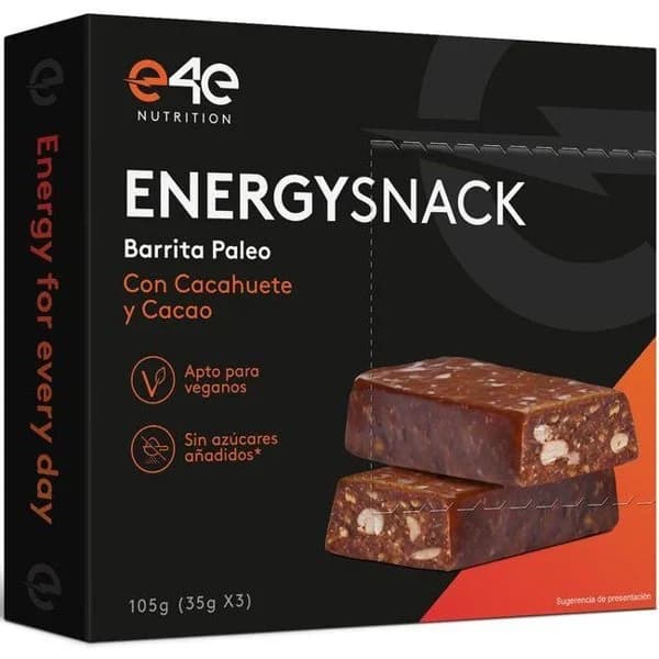 Barrita energética con cacahuete y cacao E4E, caja 105 g - 1 ud - Imagen del producto en Findit