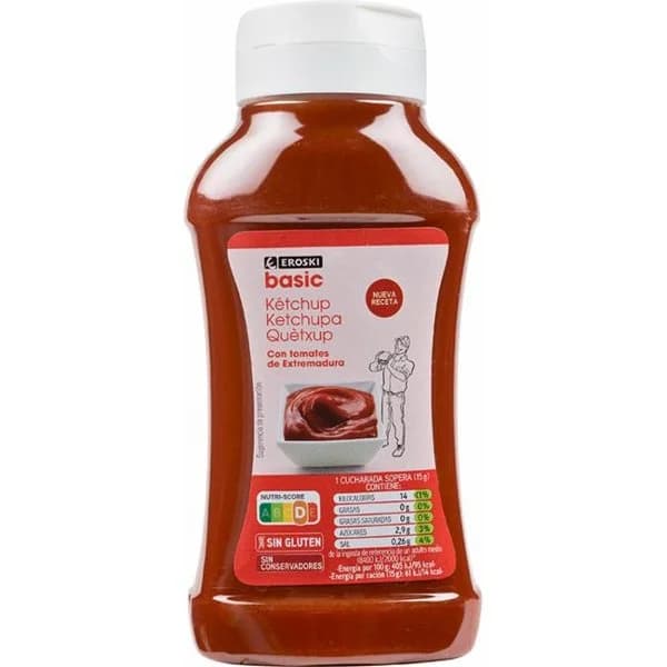 Ketchup EROSKI basic, bote 560 g - 1 ud - Imagen del producto en Findit