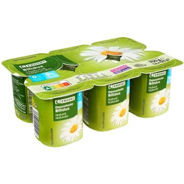 Bifidus natural desnatado EROSKI, pack 6x125 g - 1 ud - Imagen del producto en Findit