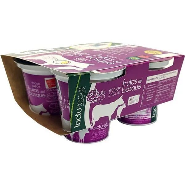 Yogur entero sabor frutas del bosque LACTUYOGUR, pack 4x125 g - 1 ud - Imagen del producto en Findit