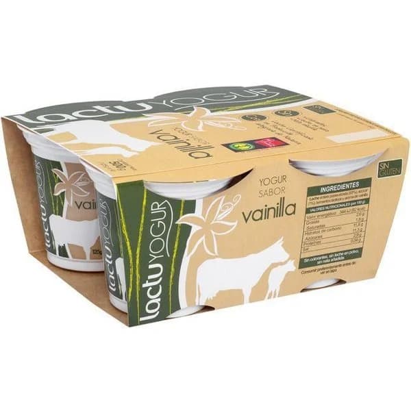 Yogur de vainilla LACTUYOGUR, pack 4x125 g - 1 ud - Imagen del producto en Findit