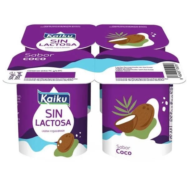 Yogur sin lactosa  sabor coco KAIKU SIN LACTOSA, pack 4x125 g - 1 ud - Imagen del producto en Findit