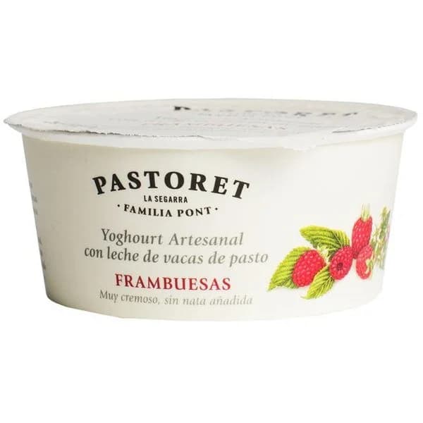 Yogur artesano sabor frambuesa PASTORET, tarrina 125 g - 1 ud - Imagen del producto en Findit