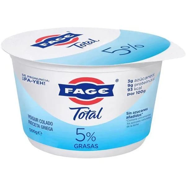 Yogur griego total 5% mg FAGE, tarrina 500 g - 1 ud - Imagen del producto en Findit