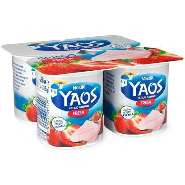 Yogur griego sabor fresa YAOS, pack 4x115 g - 1 ud - Imagen del producto en Findit