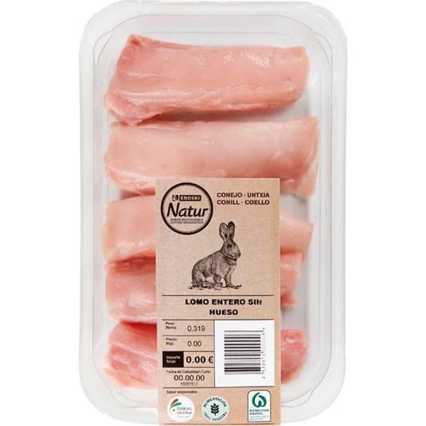 Lomos deshuesado conejo EUSKAL UNTXIA E. Natur, bandeja aprox. 370 g - 1 ud - Imagen del producto en Findit