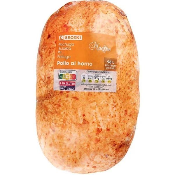 Pechuga de pollo al horno EROSKI, al corte, compra mínima 100 g - 1 ud - Imagen del producto en Findit