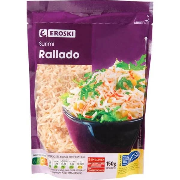 Surimi rallado MSC EROSKI, sobre 150 g - 1 ud - Imagen del producto en Findit