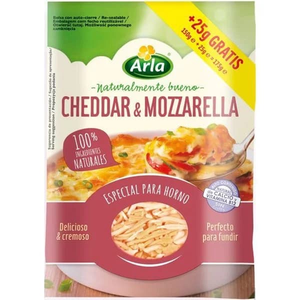 Queso rallado Cheddar-Mozzarella ARLA FINELLO, bolsa 175 g - 1 ud - Imagen del producto en Findit