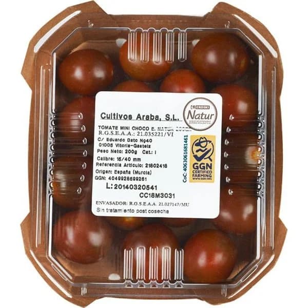 Tomate mini choco EROSKI Natur, bandeja 200 g - 1 ud - Imagen del producto en Findit