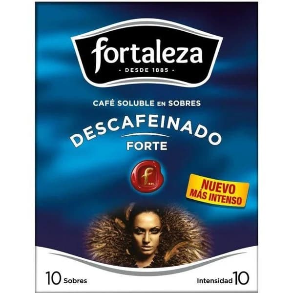 Café soluble descafeinado FORTALEZA, caja 10 sobres - 1 ud - Imagen del producto en Findit