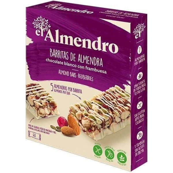 Barrita de chocolate blanco-frutos rojos EL ALMENDRO, caja 100 g - 1 ud - Imagen del producto en Findit
