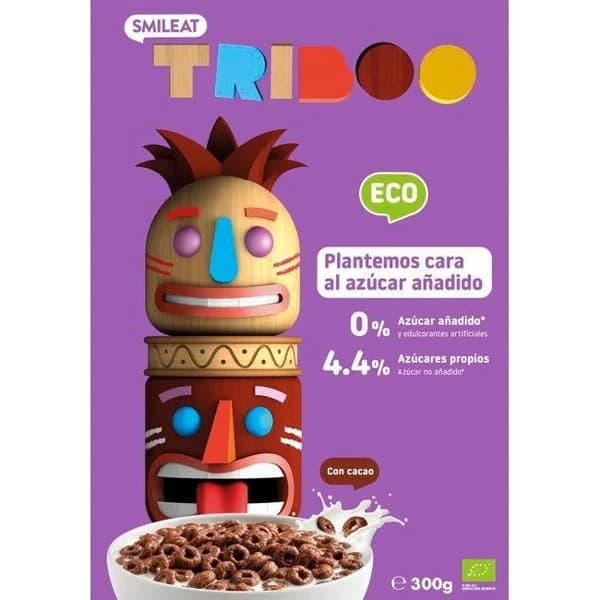 Cereales aros sabor chocolate 100% ecológicos TRIBOO, caja 300 g - 1 ud - Imagen del producto en Findit
